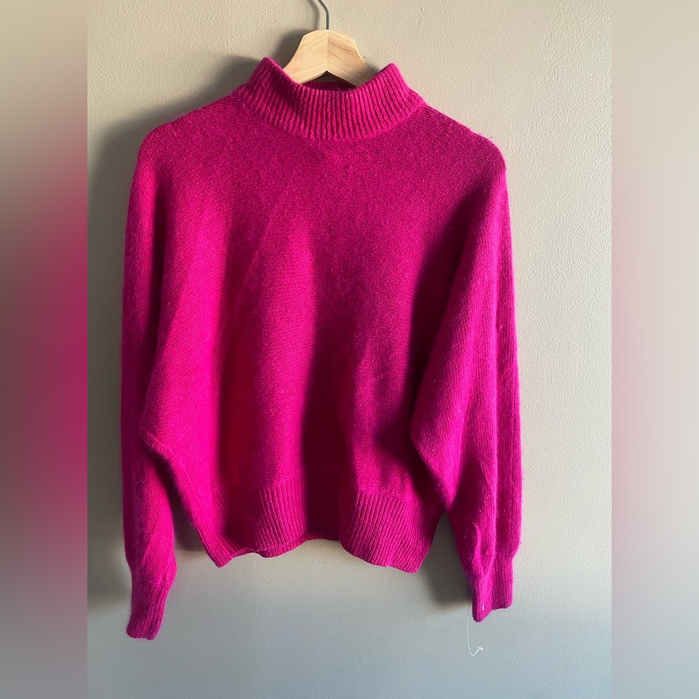 Vtg Semplice Sweater Women’s M Hot‎ Pink Silk Angora Preppy Dainty Fluffy 62162